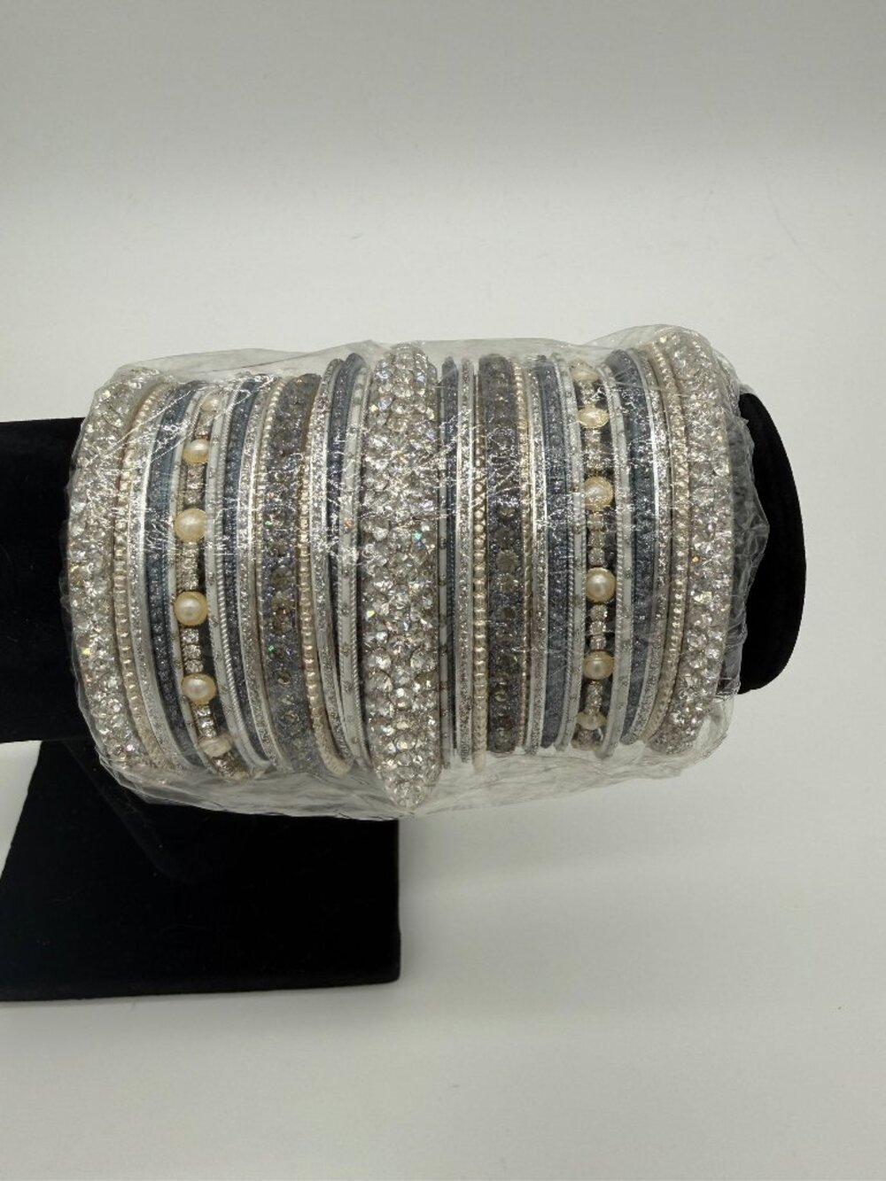 Silver & Pearl Bangle Set - Indian Fashion Jewelry